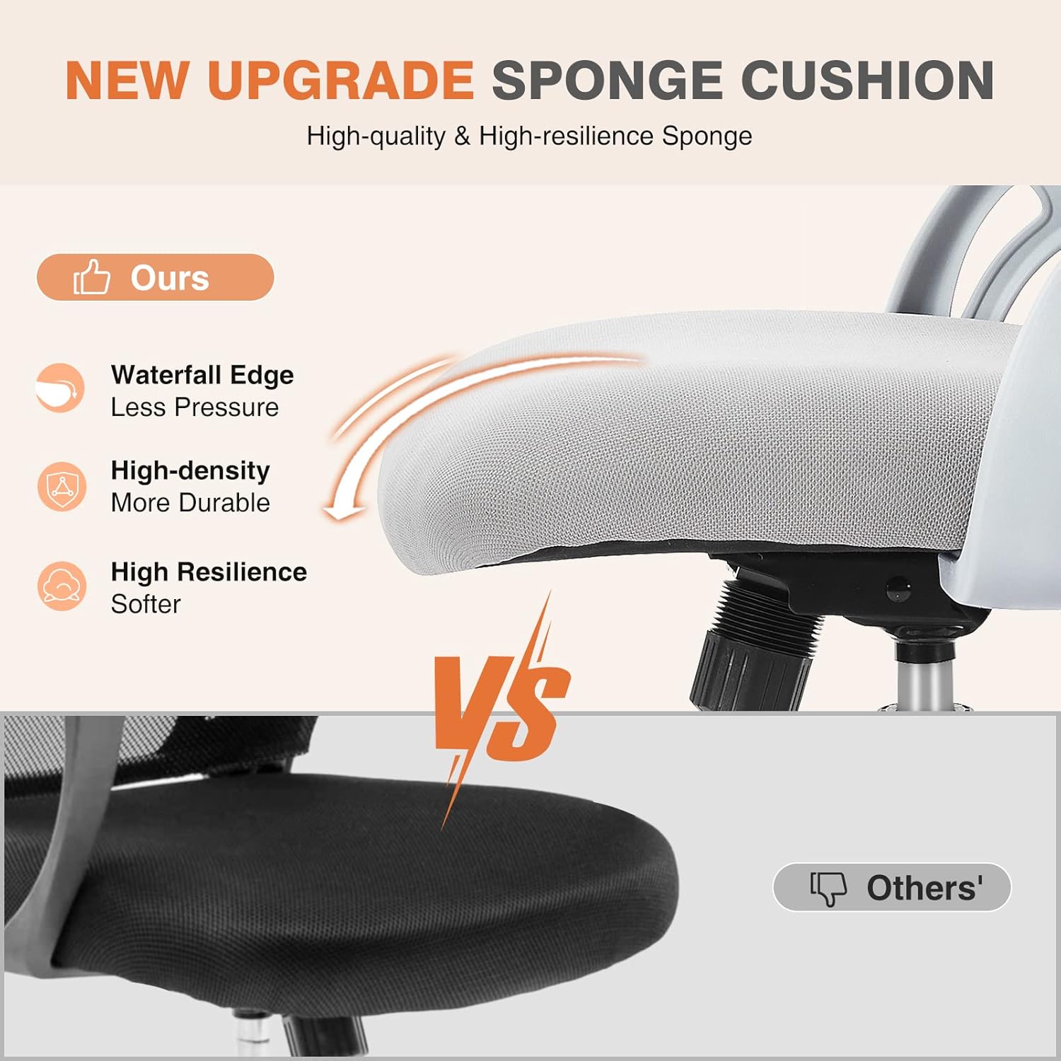 Home Office Managerial Executive Chair, Ergonomic Mesh Adjustable Swivel Mid-Back Chair with, Flip-up Arms, Comfortable Lumbar Support, Comfy Arms for Bedroom,Study,Student, Grey