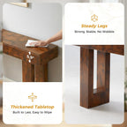 63-Inch Narrow Console Table, Sturdy Wooden Entryway Table with 5.9 Thick Top, Heavy Duty 155lbs Capacity, Space-Saving Sofa Table for Living Room, Hallway, Entrance, Foyer, Brown