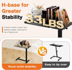 Small Standing Desk Rolling Table Adjustable Height, Laptop Mobile Stand with Wheels, Portable Computer Workstation with Tiltable Desktop for Teacher Classroom Home Office, Black