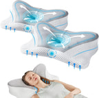 Cervical Pillow for Neck and Shoulder, Contour Memory Foam Pillow, Ergonomic Neck Support Pillow for Side Back Stomach Sleepers with Pillowcase