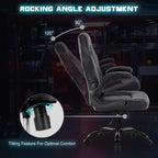 Computer Gaming Desk Chair - Big Tall Ergonomic Lumbar Support with Flip-up Armrest and 360?? Swivel Wheels, PU Leather Height Adjustable, for Home and Office, Black