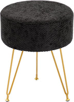 Velvet Vanity Stool, 350LBS Heavy-Duty Makeup Stool with 4CM Thick Cushion, Round Ottoman Footrest Chair for Bedroom, Bathroom, Dressing Table, Easy-Clean Soft Fabric, Beige