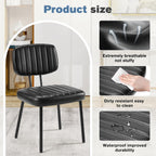 Dining Chairs Set of 6, Upholstered Mid-Century PU Leather Accent Chair with Backrest and Metal Legs for Kitchen, Living Room, Black