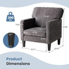 Modern Accent Chairs for Living Room, Corner Chairs for Adults, Reading Chair with Armrest and Backrest, Comfy Lounge Chairs for Bedroom Reception Waiting Room, Dark Grey 2 Pack