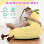 Kids Bean Bag Chair, Stuffed Toddler Couch with Faux Rabbit Fur Cover for Teens & Kids, Comfy Lazy Sofa Chair for Reader, Living Room, Bedroom, Aged 4-12 Years, 24 Inch, Yellow