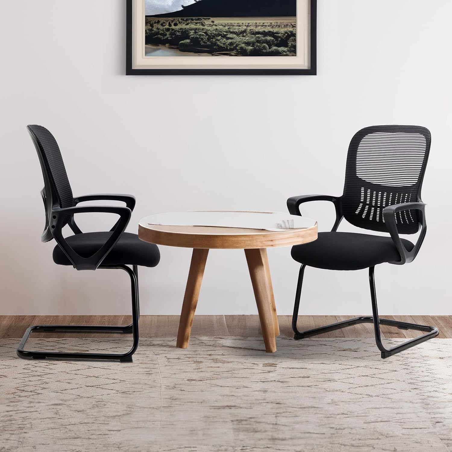 Office Desk Chair with Sled Base, Ergonomic Executive Mesh Computer Chairs with Lumbar Support for Home Conference Room Bedroom Waiting Reception Guest Student