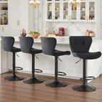 Modern Bar Stools Set of 4, Adjustable Faux Leather Upholstered Swivel Bar Stools, Counter Height Bar Chairs with Back for Kitchen Island, Grey