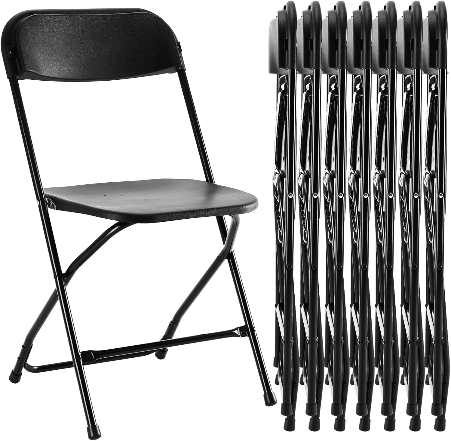 Folding Chair 4 Pack, Leather Padded Foldable Chairs, Sturdy Metal Portable Chairs, Easy to Use and Store, Outdoor and Indoor, for Home, Office, Party, Garden, Kahki
