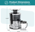 Centrifugal Juicer Machines, 500W Juice Extractor with 2 Feed Chute and Pallet for Vegetable and Fruit, Electric Juicer with 3 Speed Quick Juicing, Easy to Clean, BPA-Free, Silver