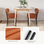 Dining Chairs Set of 6, Mid Century Modern Chair Round Upholstered Curved Backrest, Kitchen Vanity Living Room Chairs with Black Metal Legs, Orange