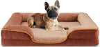 35x25 Inch Orthopedic Dog Beds for Large Sized Dogs, Machine Washable Cover Pet Bed, Anti-Slip Waterproof Memory Foam Couch Bed for Indoor Dogs and Cats, Brown