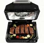 Electric Grill Outdoor/Indoor, 8-in-1 Multifunctional Large Electric BBQ Grill for Air Fry, Bake, Roast, Steak, Broil and Dehydrate, Safe Non-Stick Coating, Fry Basket Included