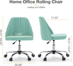 Armless Vanity Chair, Cute Comfy Home Office Desk Chair with Wheels, Modern Upholstered Task Computer Seat for Bedroom, Study, Makeup Vanity, Height Adjustable & Swivel, Mint