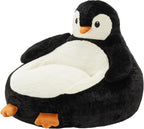 Kids Bean Bag Chair, Stuffed Toddler Couch with Faux Rabbit Fur Cover for Teens & Kids, Comfy Lazy Sofa Chair for Reader, Living Room, Bedroom, Aged 4-12 Years, 34 Inch, Penguin Black White