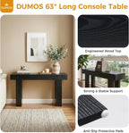 63-Inch Narrow Console Table, Sturdy Wooden Entryway Table with 5.9 Thick Top, Heavy Duty 155lbs Capacity, Space-Saving Sofa Table for Living Room, Hallway, Entrance, Foyer, Black