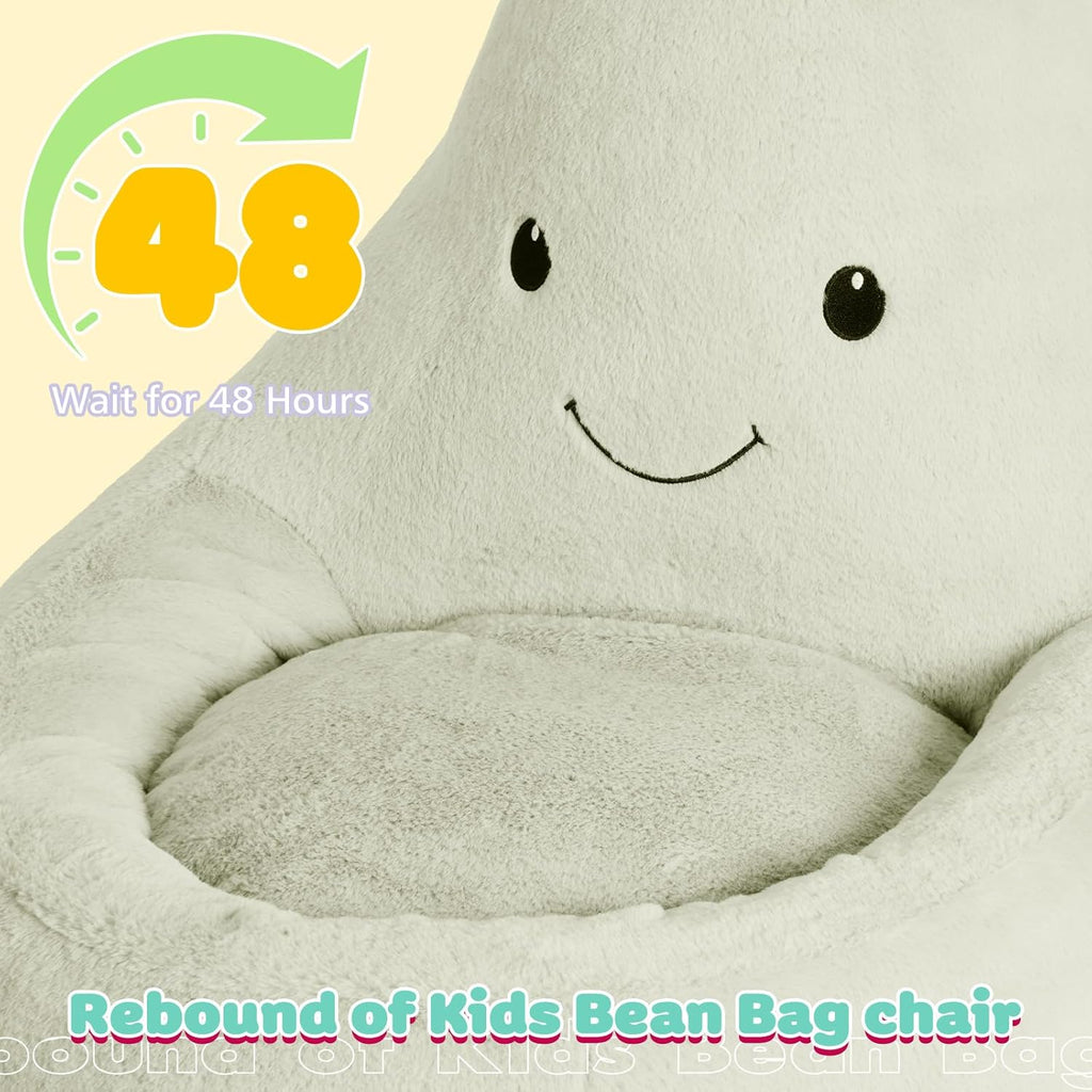 Kids Bean Bag Chair, Stuffed Toddler Couch with Faux Rabbit Fur Cover for Teens & Kids, Comfy Lazy Sofa Chair for Reader, Living Room, Bedroom, Aged 4-12 Years, 31 Inch, Green