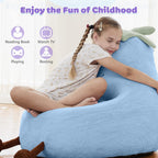 Kids Bean Bag Chair, Stuffed Toddler Couch with Faux Rabbit Fur Cover for Teens & Kids, Comfy Lazy Sofa Chair for Reader, Living Room, Bedroom, Aged 4-12 Years, 24 Inch, Blue