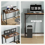 31.5 Inch Folding Desk, Foldable Computer Table for Small Spaces, Metal Frame Gaming Writing Work Station, Mini Home Office Surface, Rustic Brown