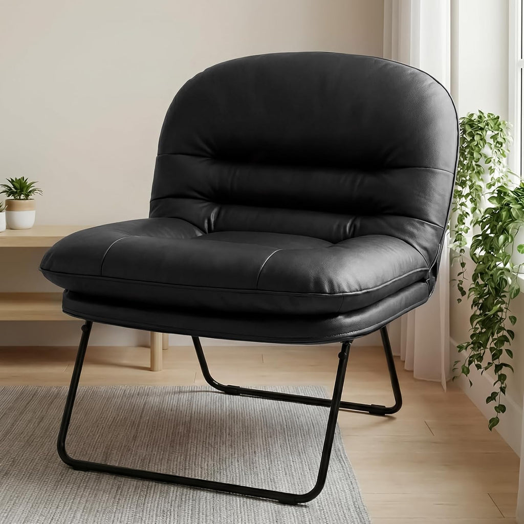 Comfy Saucer Chair, Faux Fur Lounge Seasting XL Circle Chair for Bedroom, Dorm & Gaming, Foldable Fashion Accent Seat for Small Spaces, Folding Moon/Mushroom/Round Oversized Style