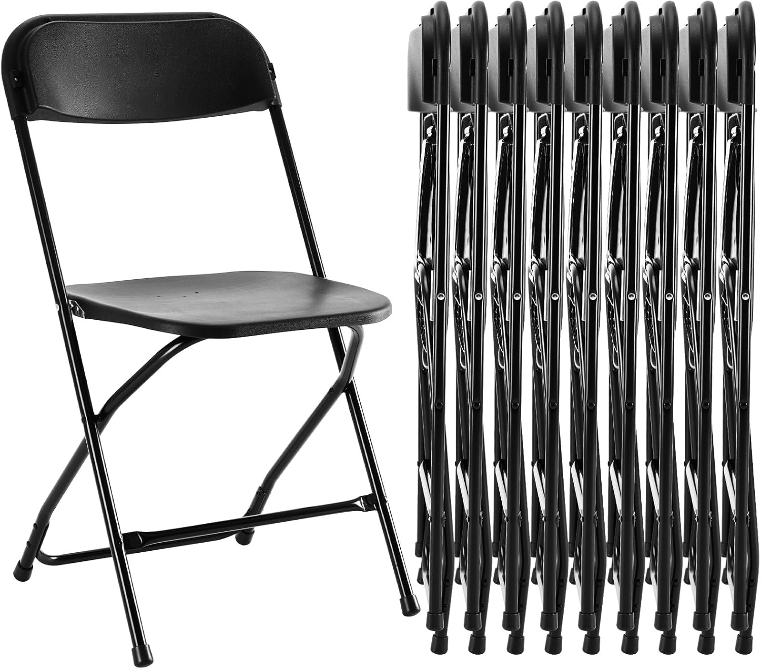 Folding Chair 4 Pack, Leather Padded Foldable Chairs, Sturdy Metal Portable Chairs, Easy to Use and Store, Outdoor and Indoor, for Home, Office, Party, Garden, Kahki