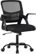 Home Office Desk Chair - Ergonomic Computer Mesh Chair with Lumbar Support & Rocking Mode, Height Adjustable, Flip-up Armrest, for Conference, Meeting Room, 360?? Swivel, Adults, Black
