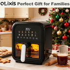 7.9QT Air Fryer with Window, 12-In-1 Large Air Fryer for Family, 400??F Rapid Air Crispy Technology, Roast Bake Dehydrate Reheat, Nonstick & Easy-Clean Basket, 1800W, Black