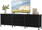 TV Stands for Living Room Furniture with 9 Fabric Drawers, Long Entertainment Center Up to 75 Inch TV, Media Console Table with Storage for Bedroom, Adjustable Feet, Grey.