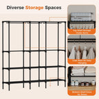 Portable Wardrobe Closet with Hanging Rods, 74.5 Inch Wide Portable Clothing Rack with Shelves, Heavy Duty Clothes Rack, Freestanding Closet Organizer