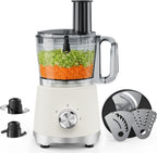 Food Processor 10.5 Cup, Vegetable Choppers with Slicing Shredding Chopping Kneading, Dishwasher Safe, Food Grinder, Stainless Steel Blades, for Smoothie Fruit Dough, 2.6QT, White