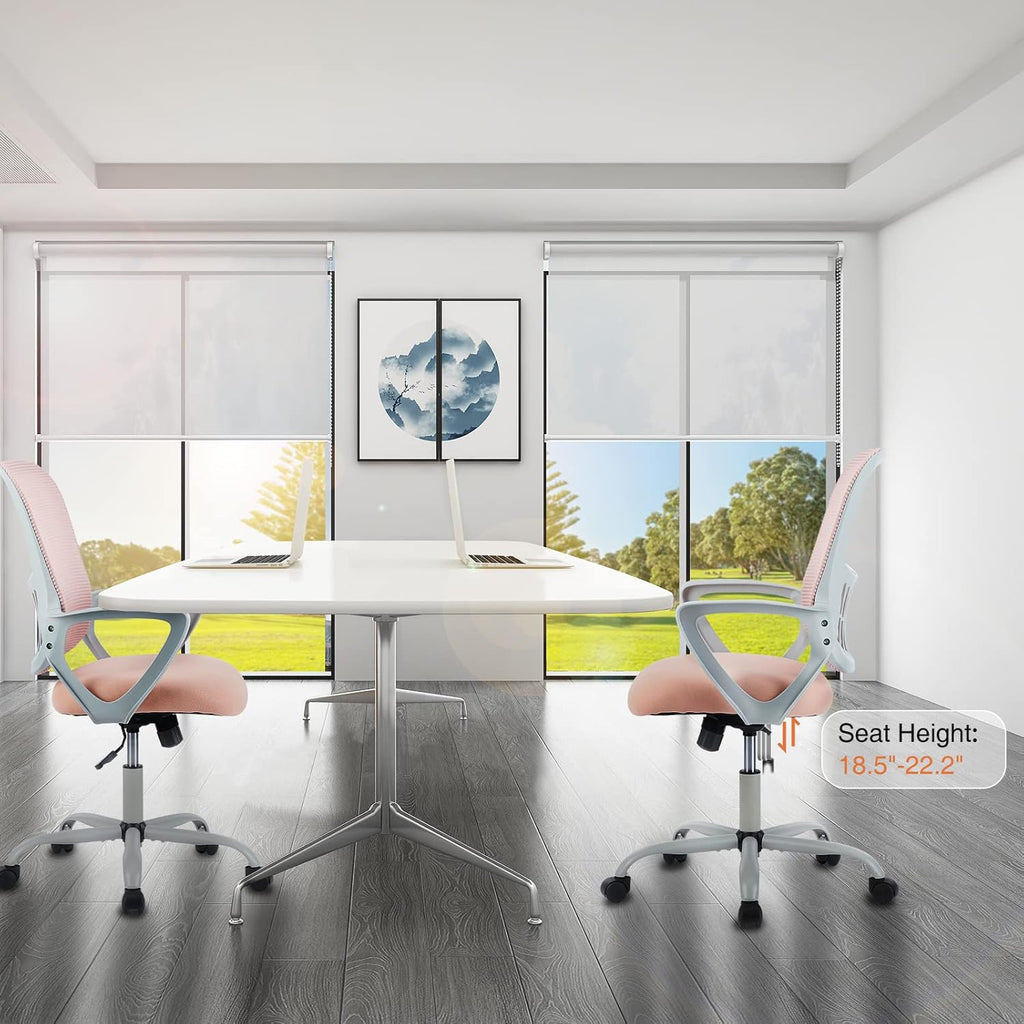 Ergonomic Mid-Back Mesh Home Office Desk Chair with Wheels, Lumbar Support, and Comfortable Armrests for Home, Bedroom, Study, Office