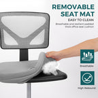 Small Office Chairs with Wheels, Ergonomic Adjustable Home Desk Swivel Rolling Task Chair No Arms, Comfy Mesh Mid Back Computer Work Vanity Desk Chairs for Small Spaces, New Grey