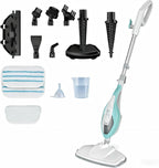 10-in-1 Steam Mop, 1550W Detachable Handheld Steam Cleaner for Floor Cleaning, 16FT Cord, 2 Washable Pads, Multi-Purpose Floor Steamer for Hardwood, Carpet, Tile, Grout, Windows, Black Grey