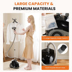 Standing Garment Steamer, 1500W Powerful Steamer for Clothes with Roll Wheels, 1.7L Water Tank for 55 Min Continuous Steaming, Professional Wrinkle Remover Heats in 45 Seconds