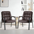 Waiting Room Guest Chair Set of 6, Leather Ergonomic Office Desk Reception Chair No Wheels with Padded Armrest for Conference Lobby Medical Waiting Area Bedroom, Black
