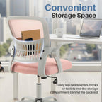 Home Office Managerial Executive Chair, Flip Up Armrest Ergonomic Mesh Adjustable Swivel Mid-Back Computer Desk Chair with Comfortable Lumbar Support, Comfy Arms for Bedroom,Study