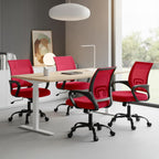 Office Desk Chair - Ergonomic Mid Back with Lumbar Back Support & Rocking Mode, Height Adjustable with Fixed Armrest, for Computer, Gaming, Conference, Meeting Room, 360?? Swivel, Red