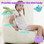 Kids Bean Bag Chair, Stuffed Toddler Couch with Faux Rabbit Fur Cover for Teens & Kids, Comfy Lazy Sofa Chair for Reader, Living Room, Bedroom, Aged 4-12 Years, 24 Inch, Beige