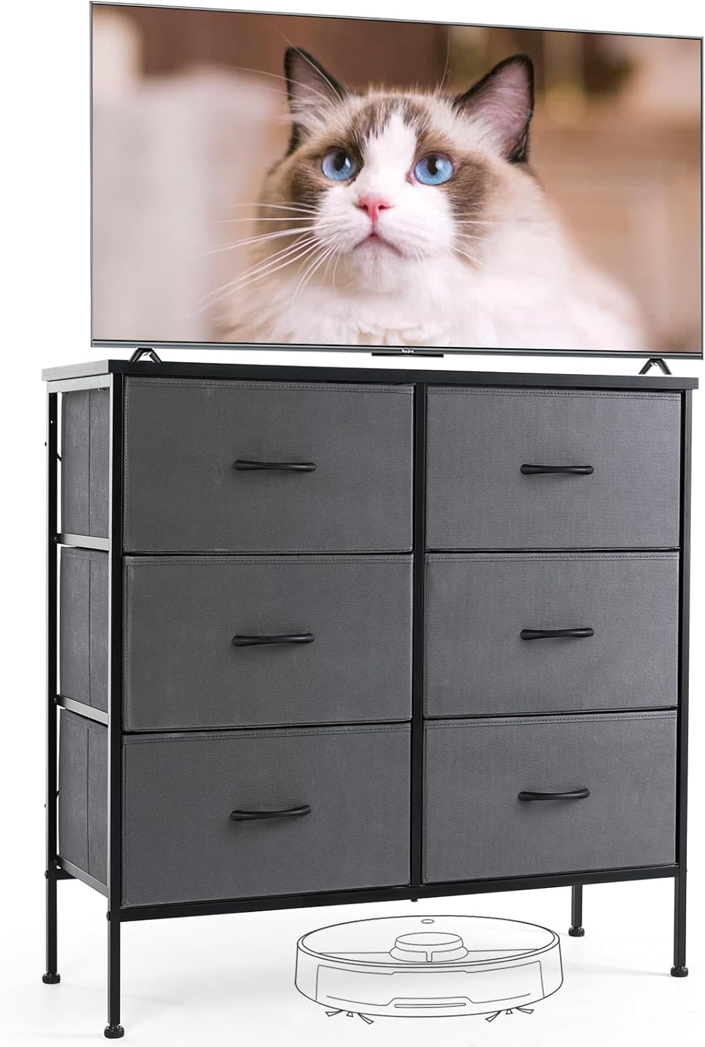Dresser for Bedroom with 9 Storage Drawers, Large Fabric Storage Tower Organizer, Chest of Drawers with Metal Frame Wooden Top for Closet, Living Room, Entryway, Brown
