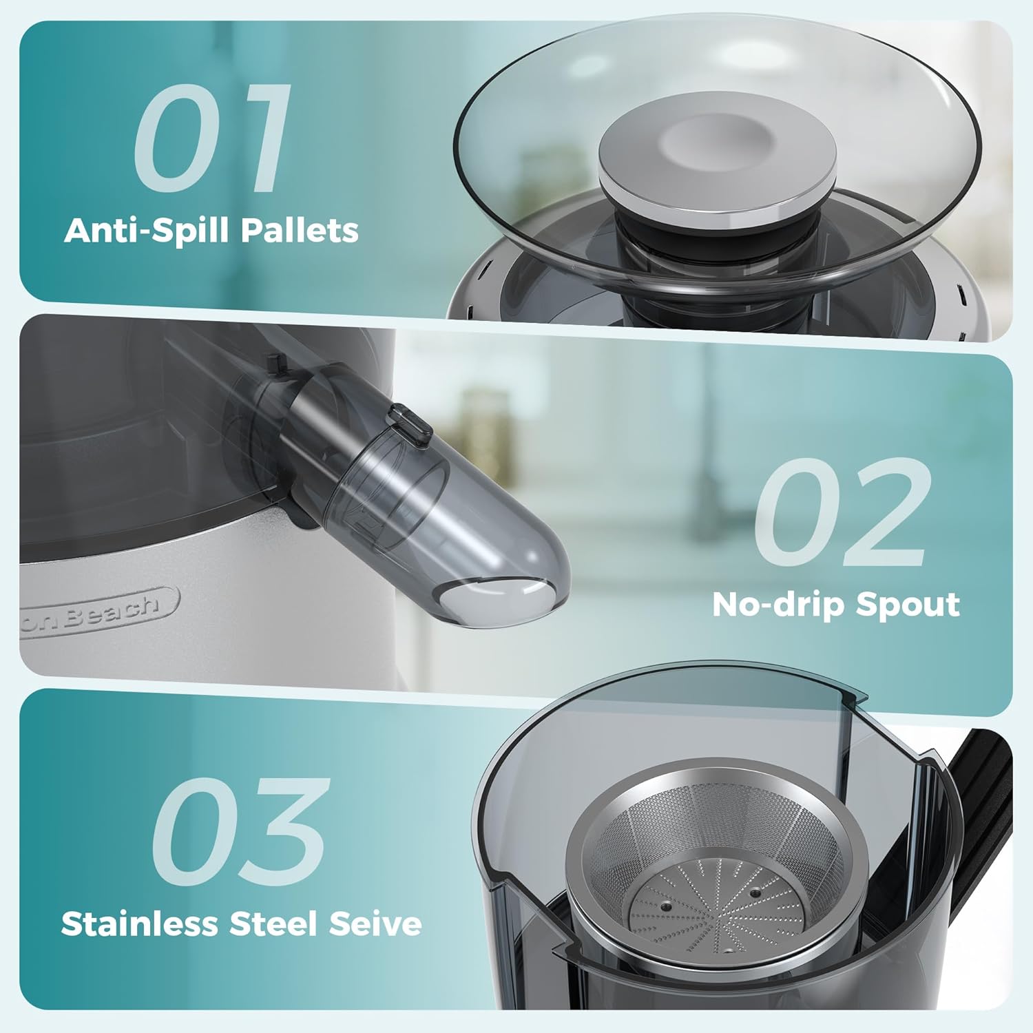Centrifugal Juicer Machines, 500W Juice Extractor with 2 Feed Chute and Pallet for Vegetable and Fruit, Electric Juicer with 3 Speed Quick Juicing, Easy to Clean, BPA-Free, Silver