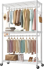 Portable Closet, Rolling Clothes Rack, 29 x 15 x 75 Wardrobe Closet with Adjustable Shelves, Metal Garment Rack with Lockable Wheel, for Cloakroom, Bedroom Storage, Laundry Room, Black