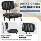 Dining Chairs Set of 6, Upholstered Mid-Century PU Leather Accent Chair with Backrest and Metal Legs for Kitchen, Living Room, Black