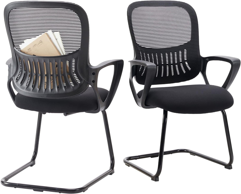 Office Desk Chair with Sled Base, Ergonomic Executive Mesh Computer Chairs with Lumbar Support for Home Conference Room Bedroom Waiting Reception Guest Student