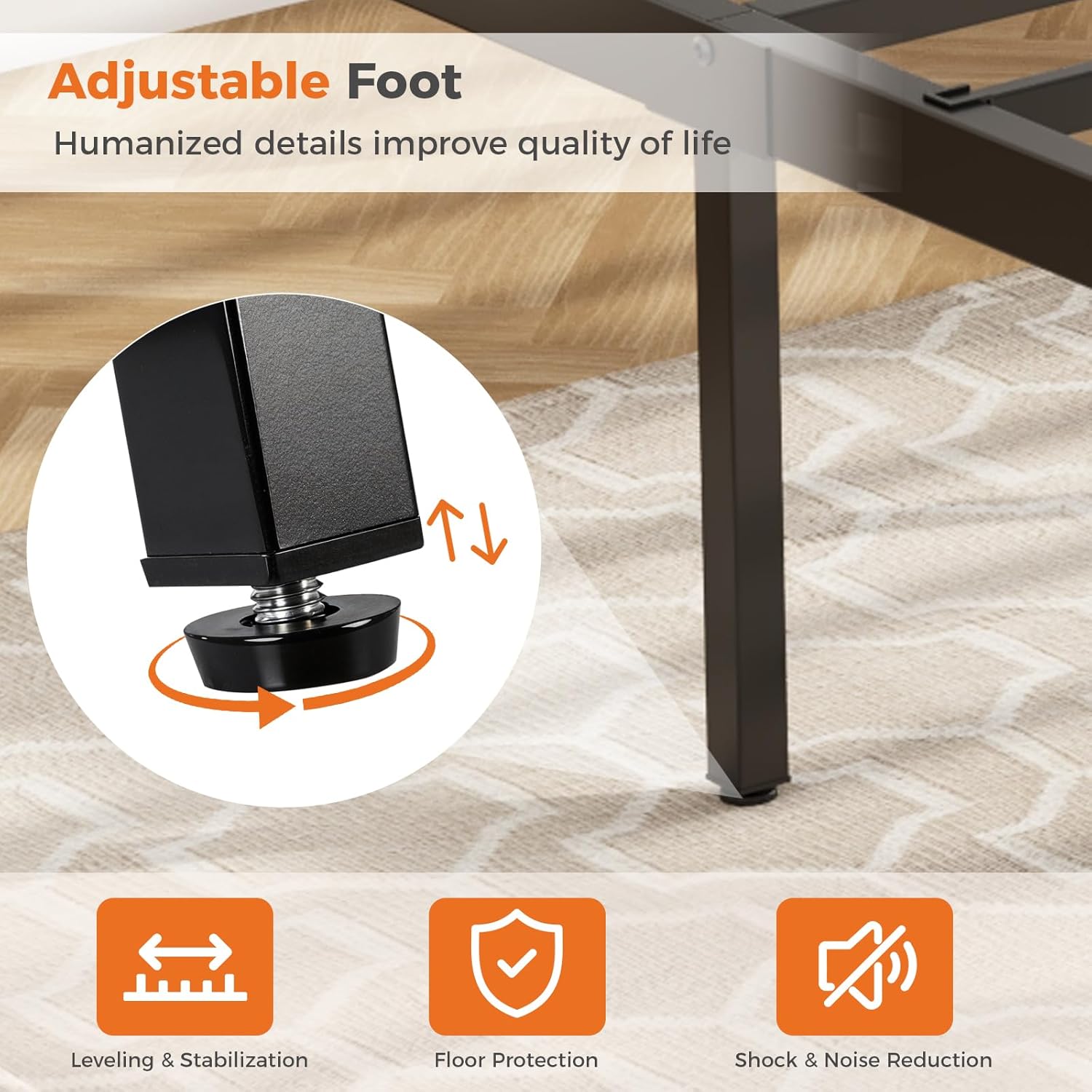 King Bed Frame Heavy Duty Metal Platform with 11.9 Under-Bed Storage, No Box Spring Needed, Easy Assembly, Black
