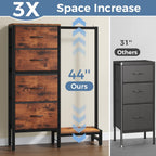 Dresser with Hanging Rack, 4-in-1 Fabric Dresser for Bedroom, Closet Organizer with Clothes Rack, Shoe Rack & Hooks, Tall Storage Tower for Small Spaces, Apartment, Dorm, Rustic Brown