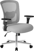 Big and Tall Office Desk Chair with Lumbar Support, 500lbs Heavy Duty Mesh Ergonomic Computer Chair with 4D Armrest and Wide Comfy Seat, Wheels for Adult, Grey