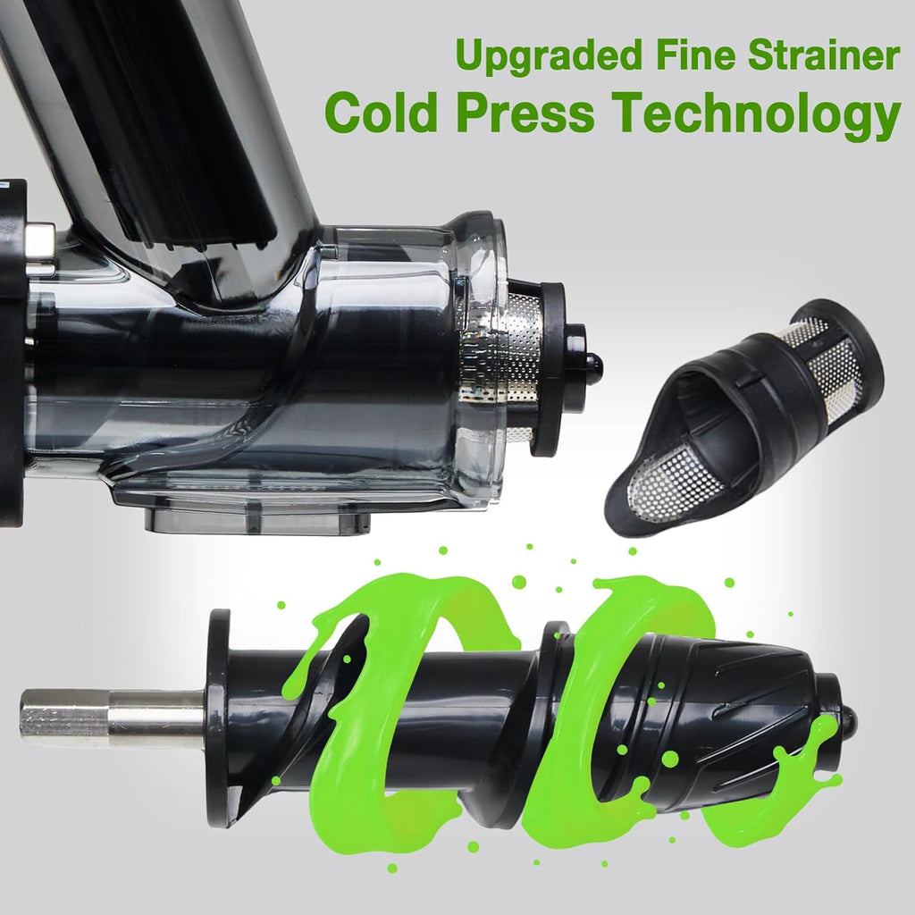 Cold Press Juicer, Slow Masticating Juicer Machines with Extra Wide Feed Chute, High Juice Yield and Easy to Clean for Whole Vegetables & Fruits, Silver