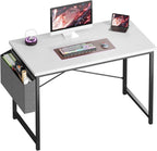 Computer Desk 55 Inch Home Office Desks for Small Spaces, Gaming Writing Study Work Table with Storage Bag and Headphone Hook for Bedroom, White