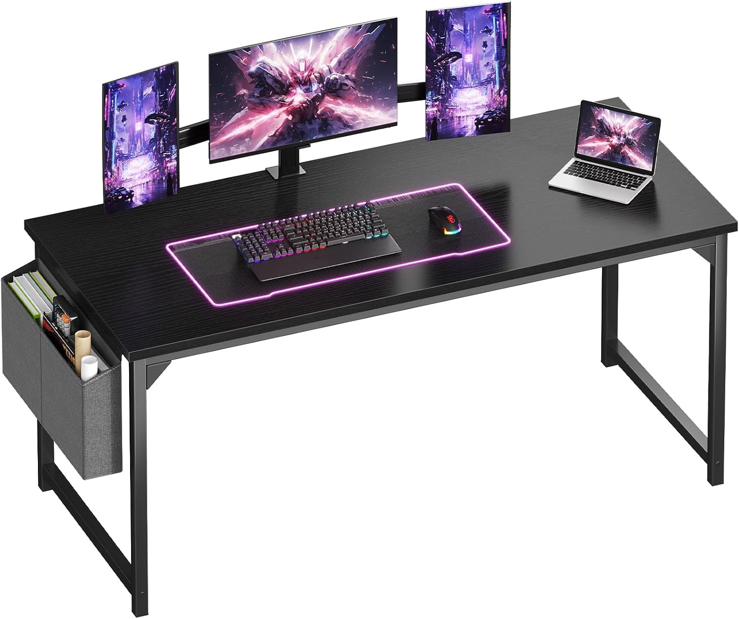 Computer Desk 31 Inch Home Office Desks for Small Spaces, Gaming Writing Study Work Table with Storage Bag for Bedroom, Black