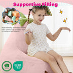 Kids Bean Bag Chair, Stuffed Toddler Couch with Faux Rabbit Fur Cover for Teens & Kids, Comfy Lazy Sofa Chair for Reader, Living Room, Bedroom, Aged 4-12 Years, 31 Inch, Pink
