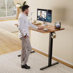 Electric Standing Desk Adjustable Height, 48x24 Inch Sit Stand Up Home Office Desks Memory Computer Workstation PC Work Table with Preset Splice Wood Board Metal Frame, Rustic